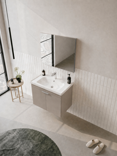 Orka Desna 60 cm, Çöl Beji, Banyo Dolabı Takımı, (Düz Ayna), 5008564 - 3