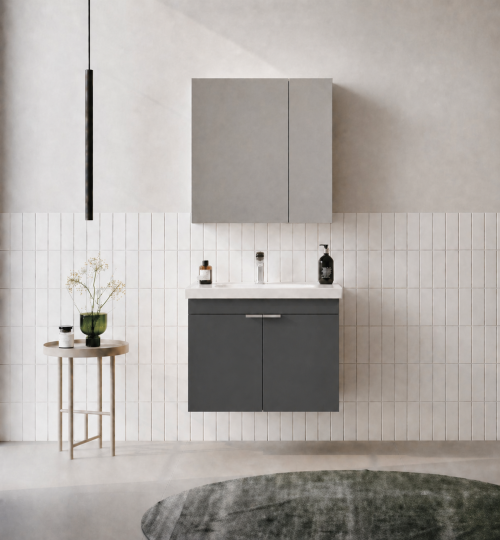 Orka Desna 60 cm, Mat Antrasit, Banyo Dolabı Takımı, (Dolaplı Ayna), 5007930
