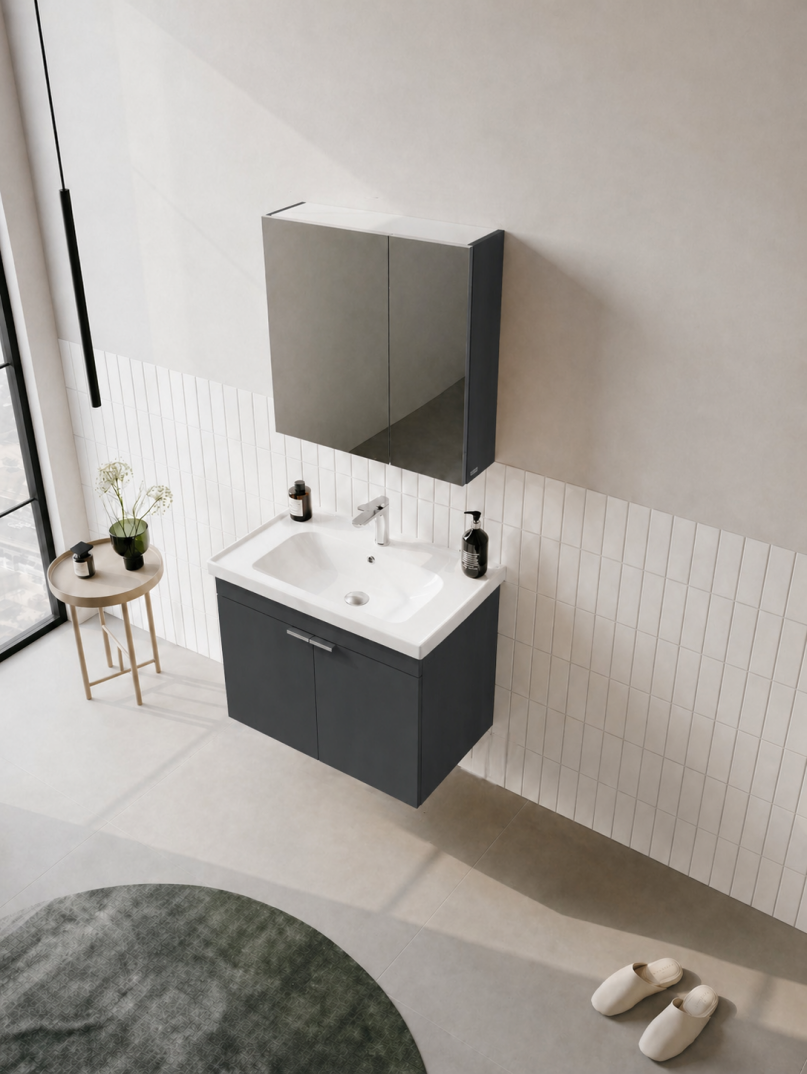 Orka Desna 60 cm, Mat Antrasit, Banyo Dolabı Takımı, (Dolaplı Ayna), 5007930 - 4