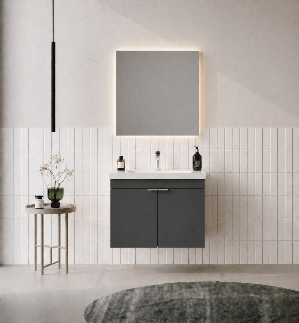 Orka Desna 60 cm, Mat Antrasit, Banyo Dolabı Takımı, (Düz Ayna), 5008540 - 1