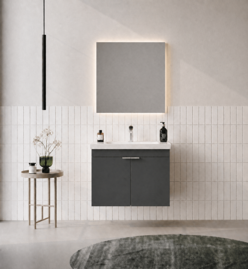 Orka Desna 60 cm, Mat Antrasit, Banyo Dolabı Takımı, (Düz Ayna), 5008540 - 2