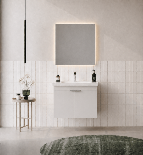 Orka Desna 60 cm, Mat Beyaz, Banyo Dolabı Takımı, (Düz Ayna), 5008543 