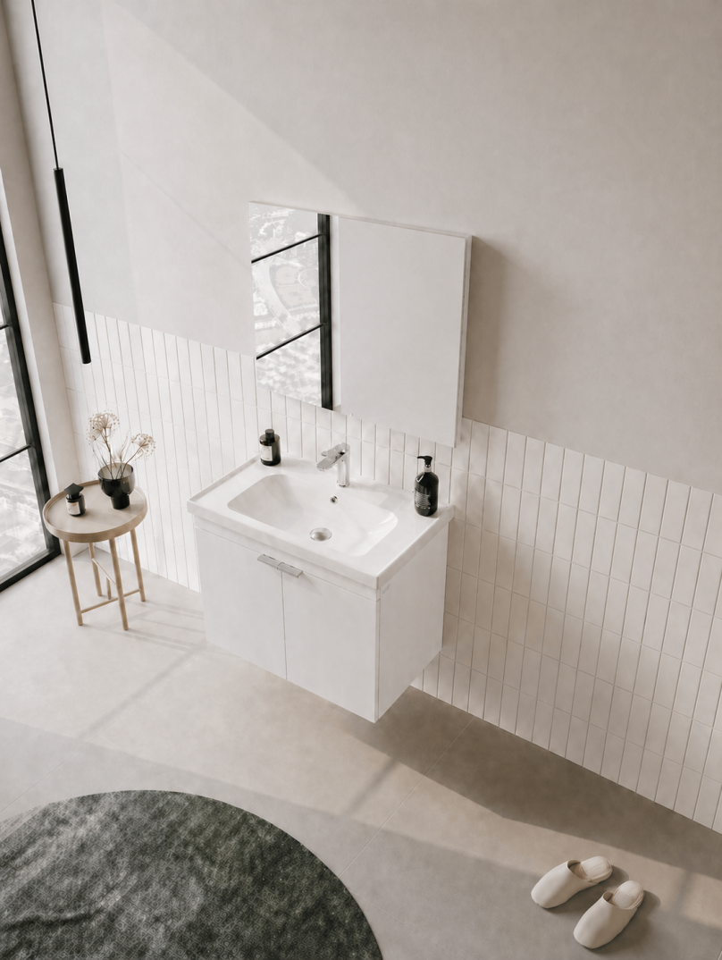 Orka Desna 60 cm, Mat Beyaz, Banyo Dolabı Takımı, (Düz Ayna), 5008543 - 4