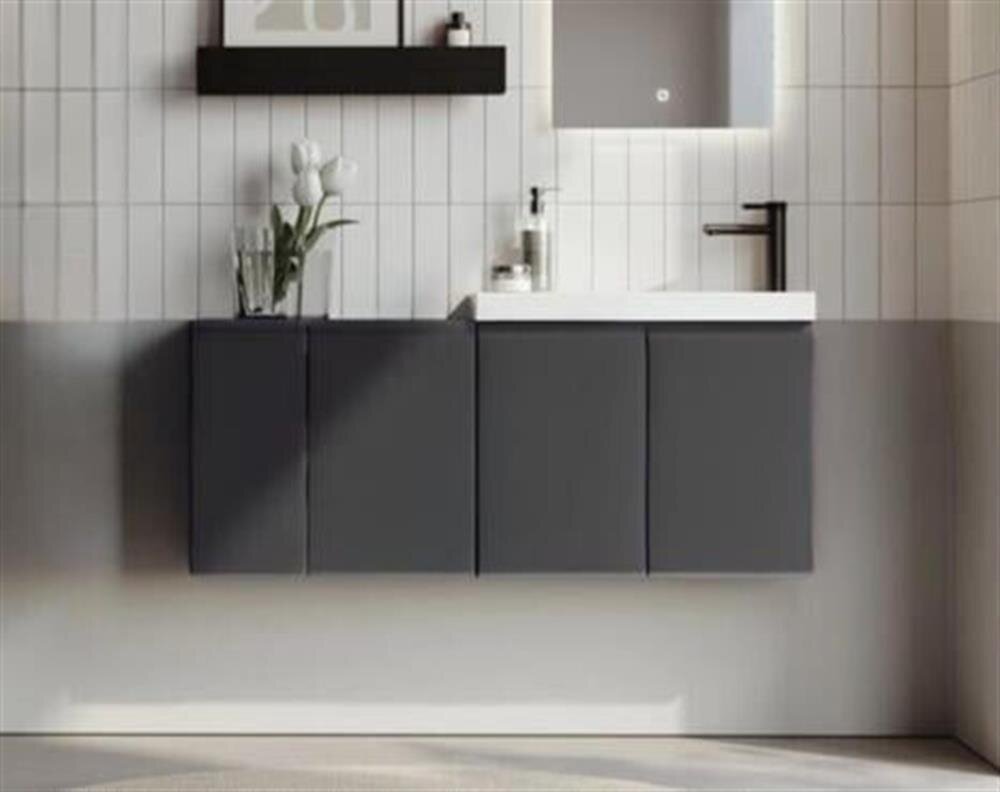 Orka Ferla 110 cm Antrasit Banyo Dolabı Alt Modül ve Lavabo - 1