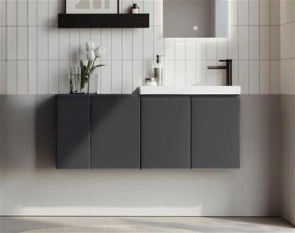 Orka Ferla 110 cm Antrasit Banyo Dolabı Alt Modül ve Lavabo - 2