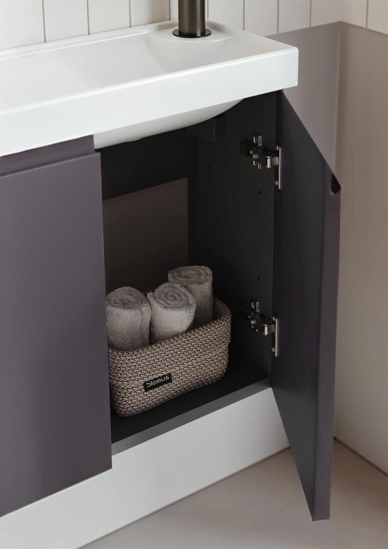 Orka Ferla 110 cm Antrasit Banyo Dolabı Alt Modül ve Lavabo - 4
