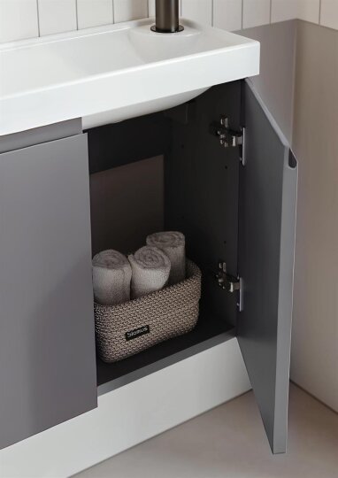 Orka Ferla 110 cm Gri Banyo Dolabı Alt Modül ve Lavabo - 3