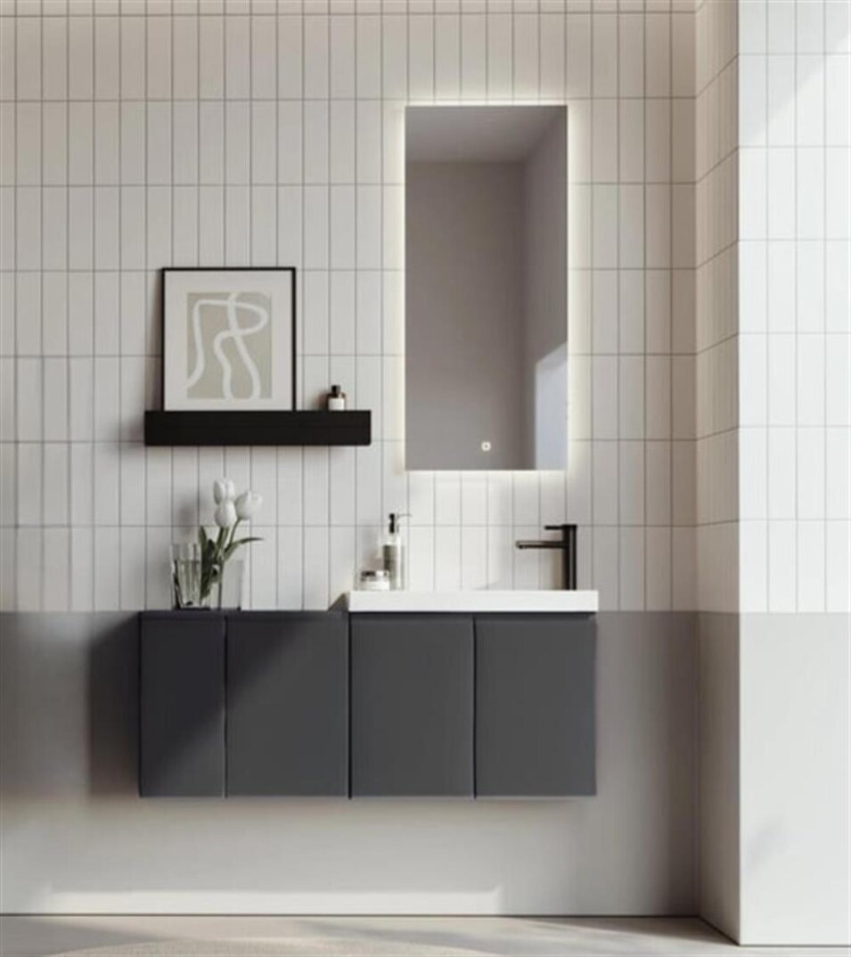 Orka Ferla 110 cm Mat Antrasit Banyo Dolabı Takımı - 1