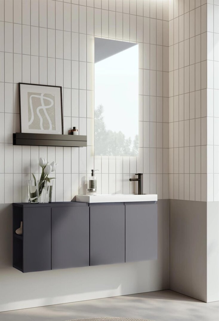 Orka Ferla 110 cm Mat Antrasit Banyo Dolabı Takımı - 3
