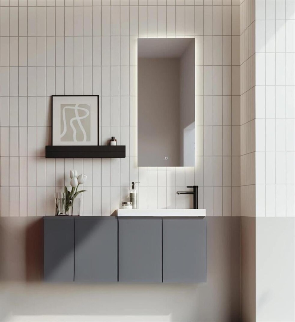 Orka Ferla 110 cm Mat Gri Banyo Dolabı Takımı - 2