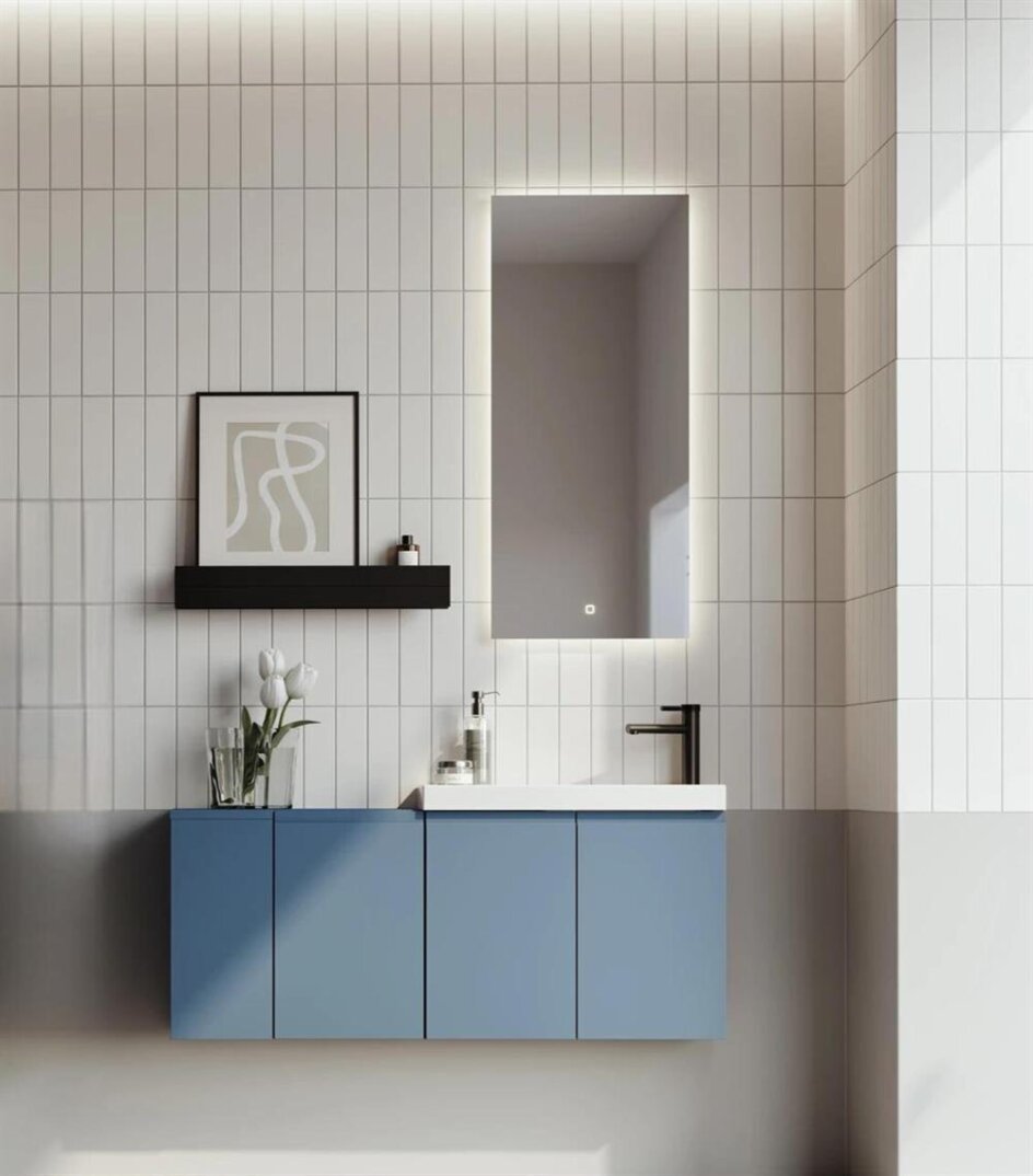 Orka Ferla 110 cm Mat Mavi Banyo Dolabı Takımı - 1