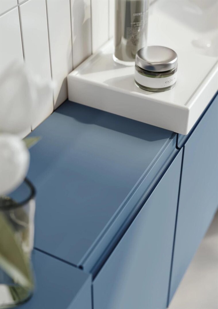 Orka Ferla 110 cm Mat Mavi Banyo Dolabı Takımı - 7