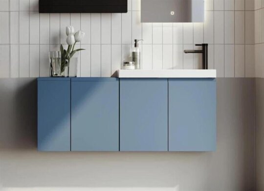 Orka Ferla 110 cm Mavi Banyo Dolabı Alt Modül ve Lavabo - 2