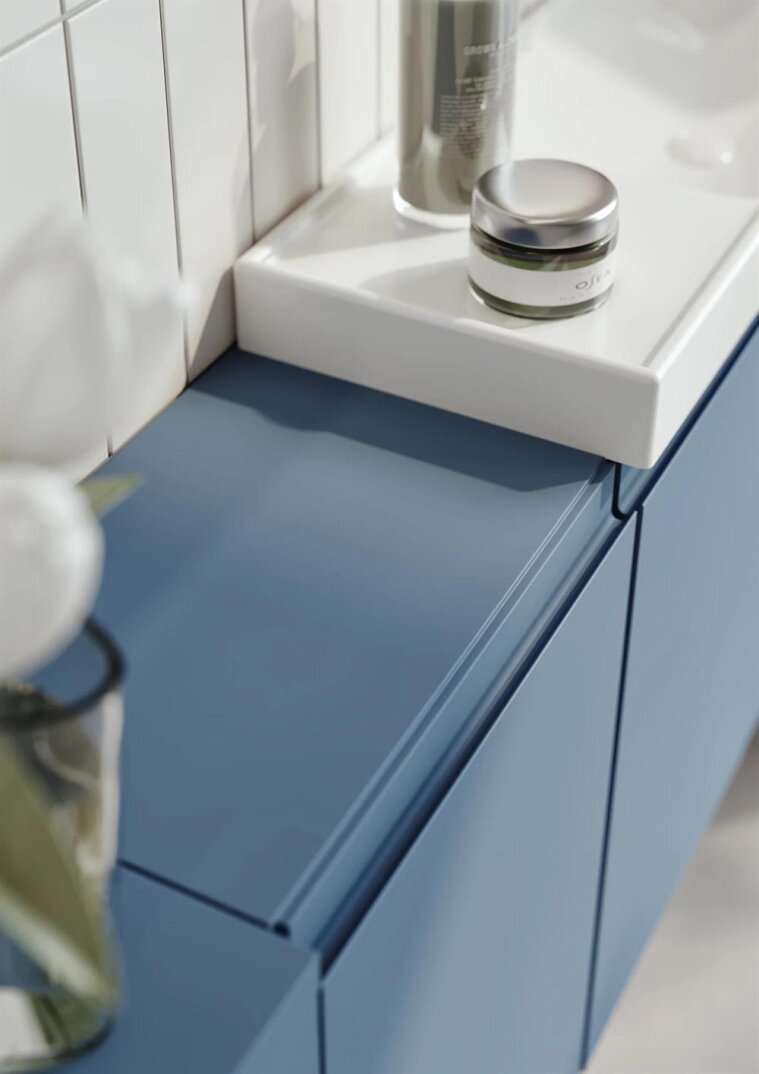 Orka Ferla 110 cm Mavi Banyo Dolabı Alt Modül ve Lavabo - 5