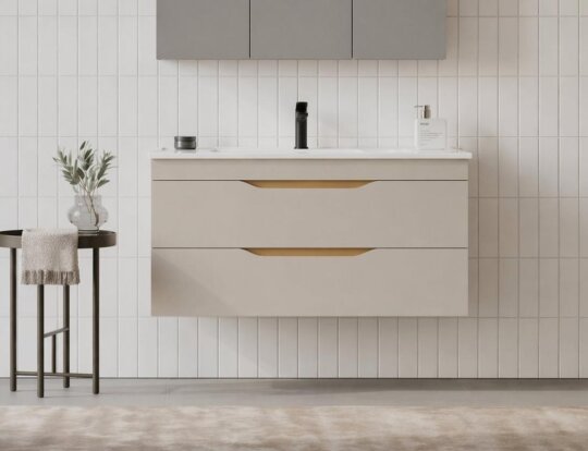 Orka Lena 100 cm Çöl Beji Banyo Dolabı Alt Modül Ve Lavabo (Çekmeceli), 5008054