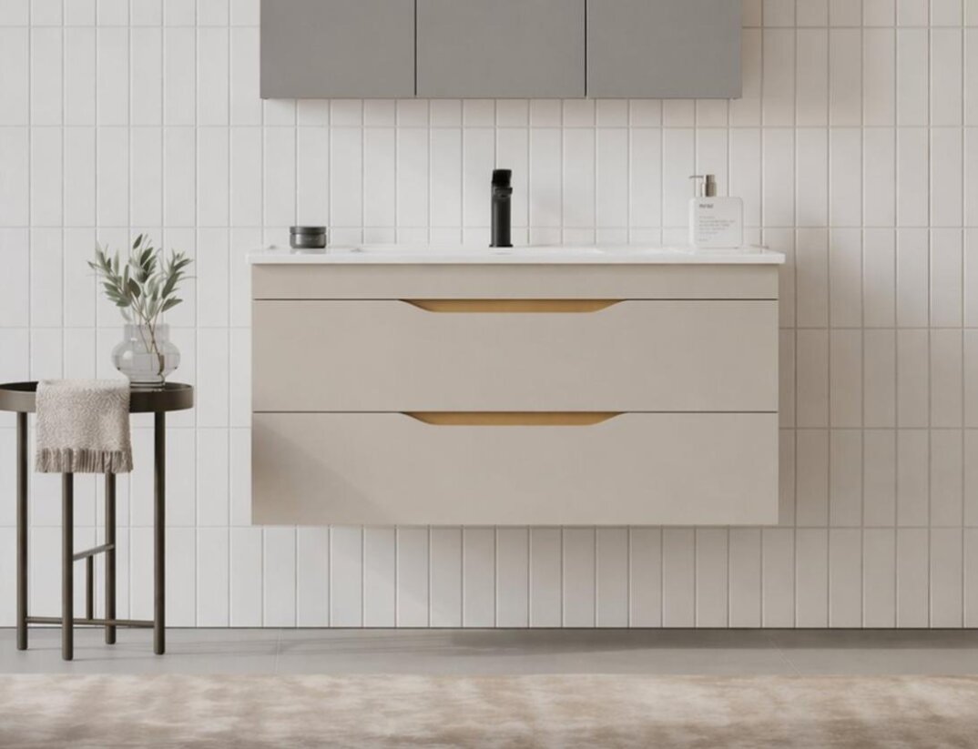 Orka Lena 100 cm Çöl Beji Banyo Dolabı Alt Modül Ve Lavabo (Çekmeceli), 5008054 - 1