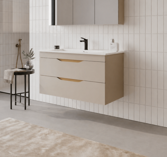 Orka Lena 100 cm Çöl Beji Banyo Dolabı Alt Modül Ve Lavabo (Çekmeceli), 5008054 - 3