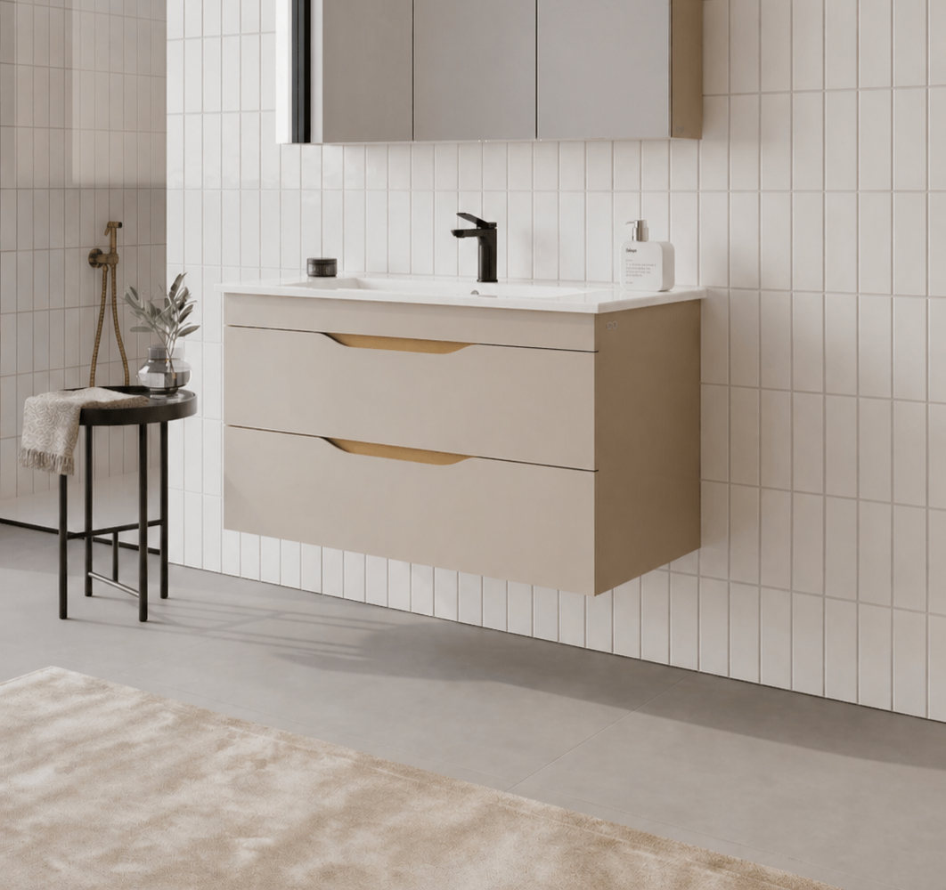Orka Lena 100 cm Çöl Beji Banyo Dolabı Alt Modül Ve Lavabo (Çekmeceli), 5008054 - 3