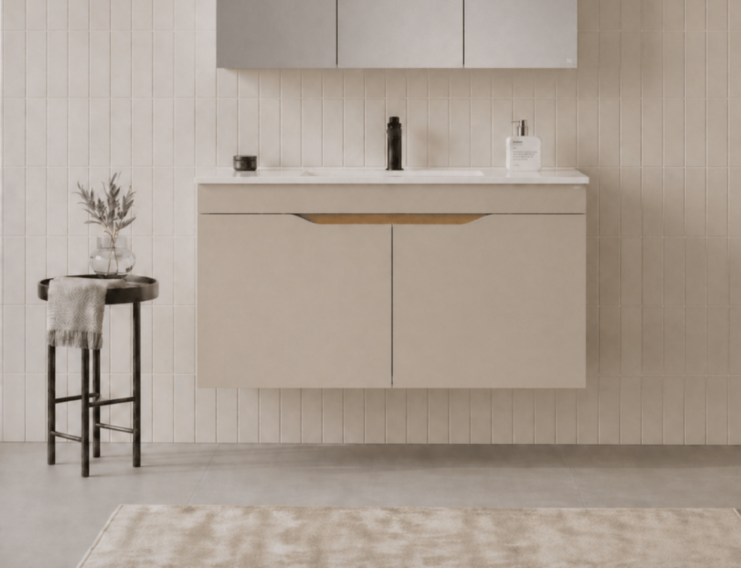 Orka Lena 100 cm Çöl Beji Banyo Dolabı Alt Modül Ve Lavabo (Kapaklı), 5008004 - 1