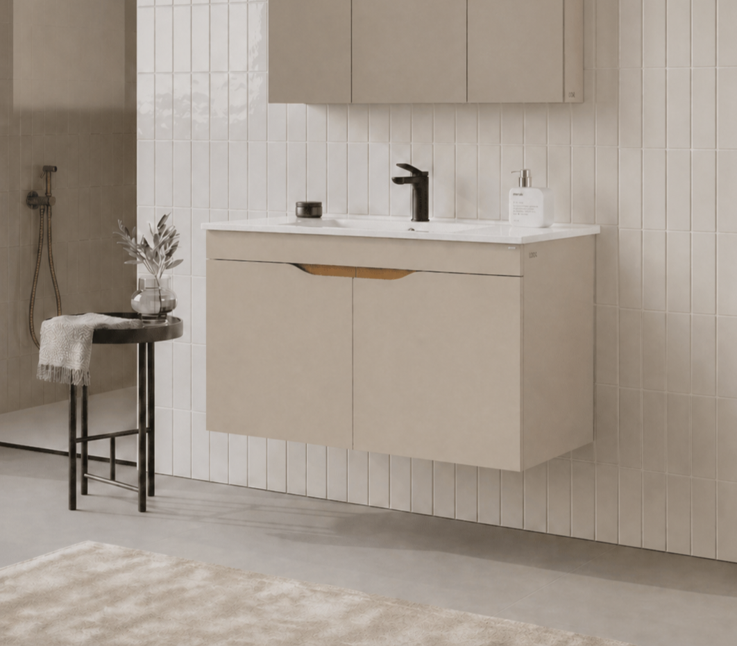 Orka Lena 100 cm Çöl Beji Banyo Dolabı Alt Modül Ve Lavabo (Kapaklı), 5008004 - 3