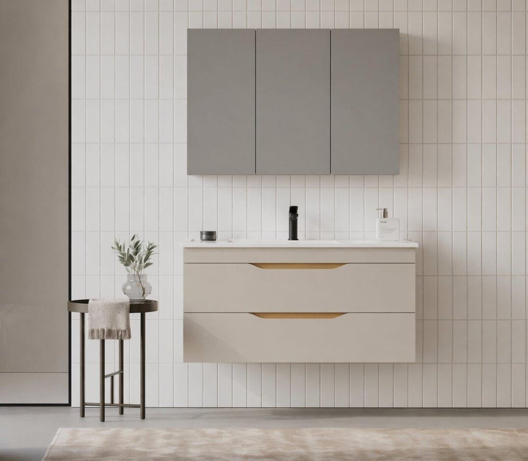 Orka Lena 100 cm Çöl Beji Banyo Dolabı Takımı (Çekmeceli ,Dolaplı Ayna), 5008053 - 2