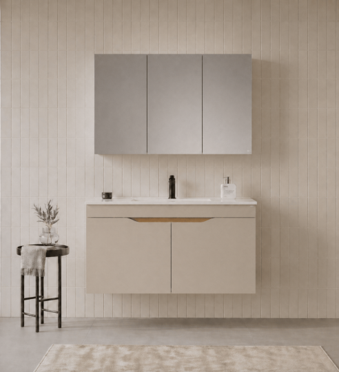 Orka Lena 100 cm Çöl Beji Banyo Dolabı Takımı (Kapaklı ,Dolaplı Ayna), 5008006 - 2