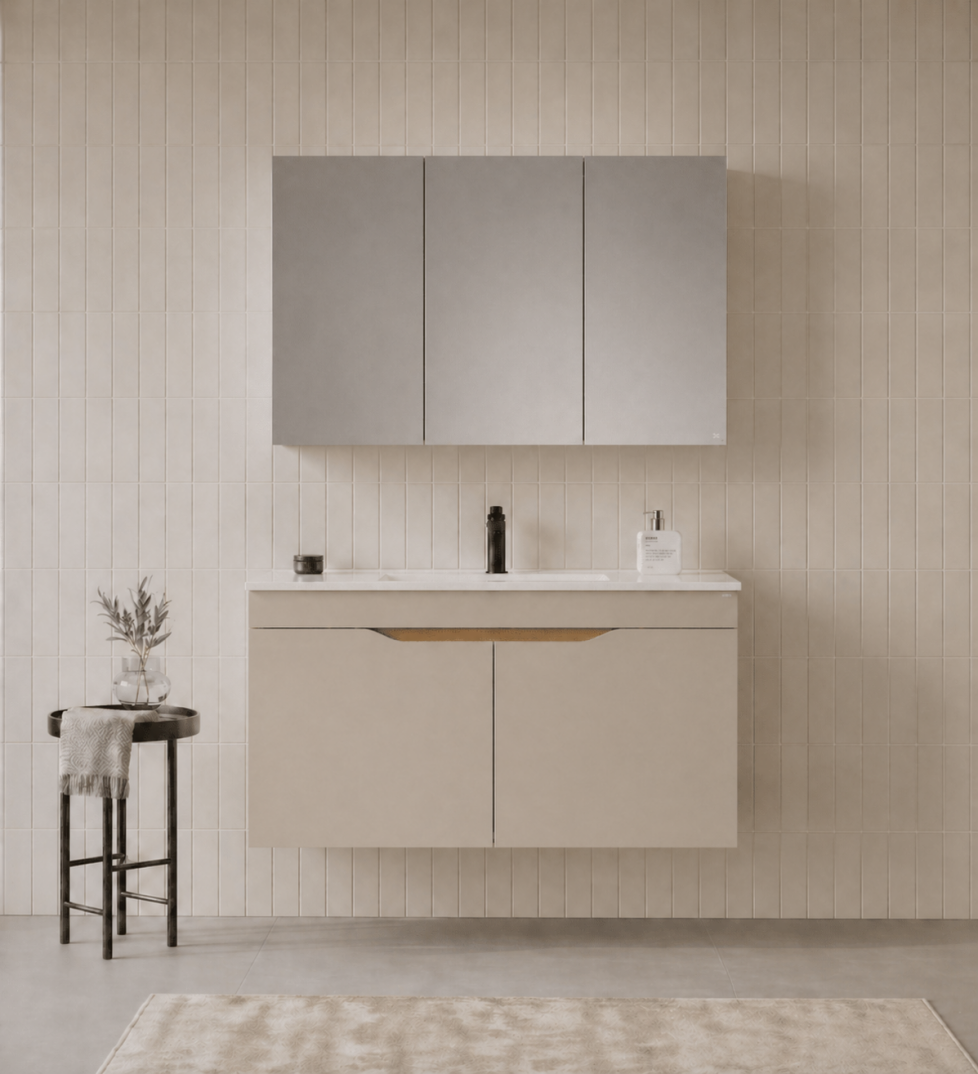 Orka Lena 100 cm Çöl Beji Banyo Dolabı Takımı (Kapaklı ,Dolaplı Ayna), 5008006 - 2