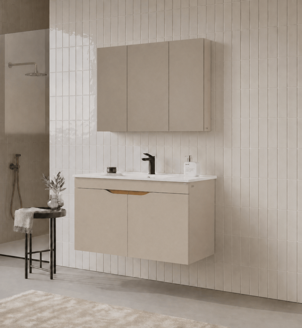 Orka Lena 100 cm Çöl Beji Banyo Dolabı Takımı (Kapaklı ,Dolaplı Ayna), 5008006 - 3