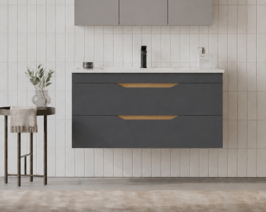 Orka Lena 100 cm Mat Antrasit Banyo Dolabı Alt Modül Ve Lavabo (Çekmeceli), 5008041 - 2