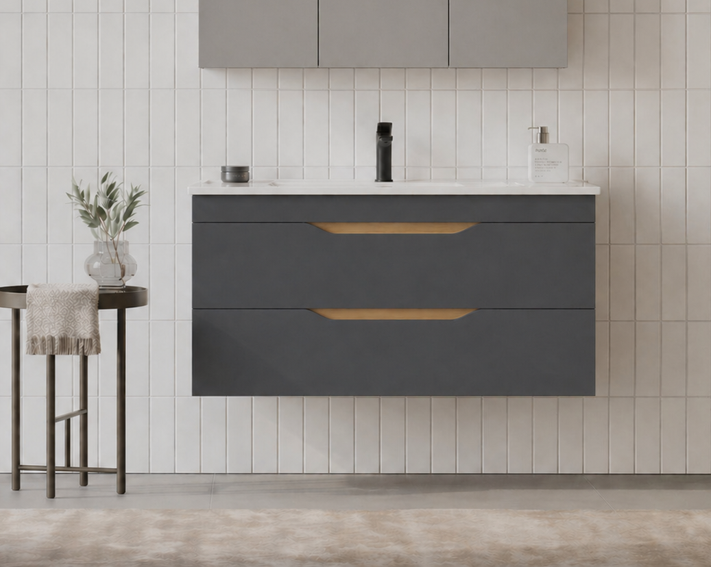 Orka Lena 100 cm Mat Antrasit Banyo Dolabı Alt Modül Ve Lavabo (Çekmeceli), 5008041 - 2