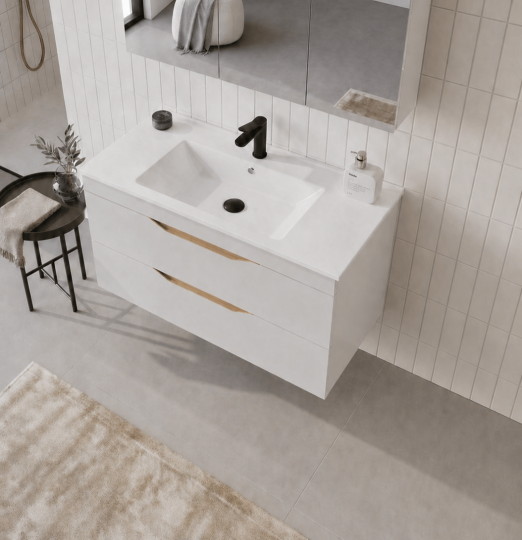 Orka Lena 100 cm Mat Beyaz Banyo Dolabı Alt Modül Ve Lavabo (Çekmeceli), 5008796 - 4