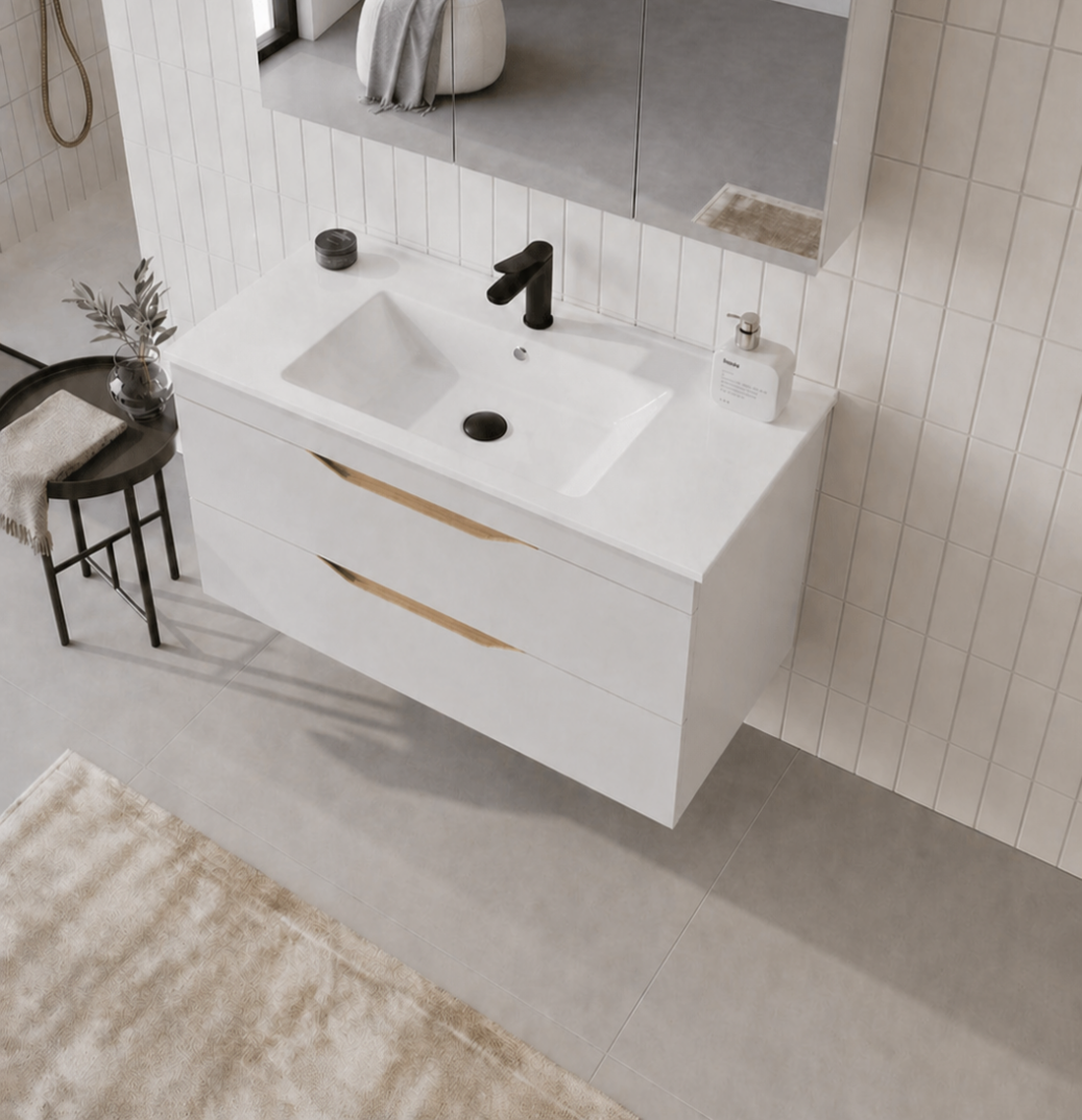 Orka Lena 100 cm Mat Beyaz Banyo Dolabı Alt Modül Ve Lavabo (Çekmeceli), 5008796 - 4