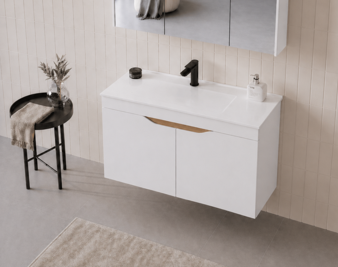 Orka Lena 100 cm Mat Beyaz Banyo Dolabı Alt Modül Ve Lavabo (Kapaklı), 5008799 - 4