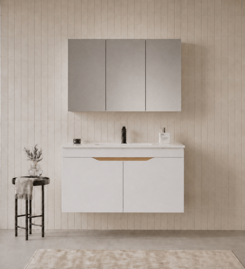 Orka Lena 100 cm Mat Beyaz Banyo Dolabı Takımı (Kapaklı ,Dolaplı Ayna), 5008798 - 2