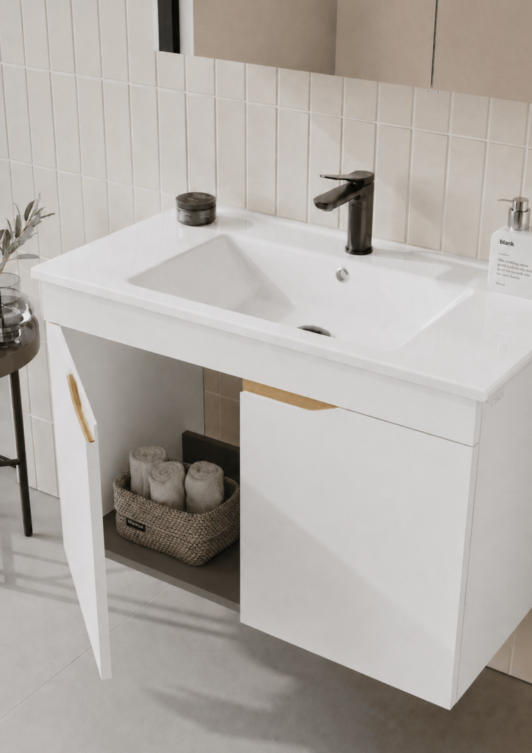 Orka Lena 100 cm Mat Beyaz Banyo Dolabı Takımı (Kapaklı ,Dolaplı Ayna), 5008798 - 5
