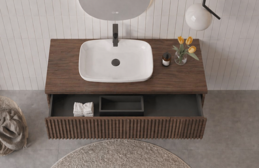 Orka Lentia 100 cm Ceviz Banyo Dolabı Alt Modül Ve Lavabo, 5007090 - 5