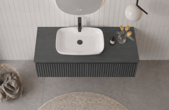 Orka Lentia 100 cm Mat Antrasit Banyo Dolabı Alt Modül Ve Lavabo, 5007087 - 3