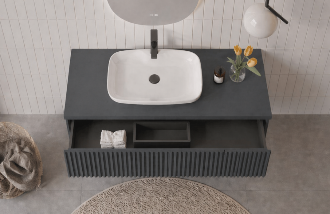 Orka Lentia 100 cm Mat Antrasit Banyo Dolabı Alt Modül Ve Lavabo, 5007087 - 5