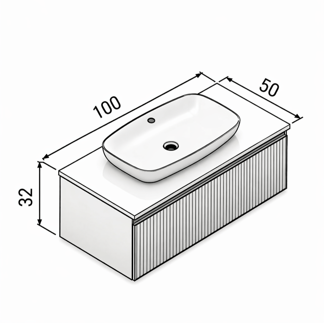 Orka Lentia 100 cm Mat Kaşmir Banyo Dolabı Alt Modül Ve Lavabo, 5007088 - 6