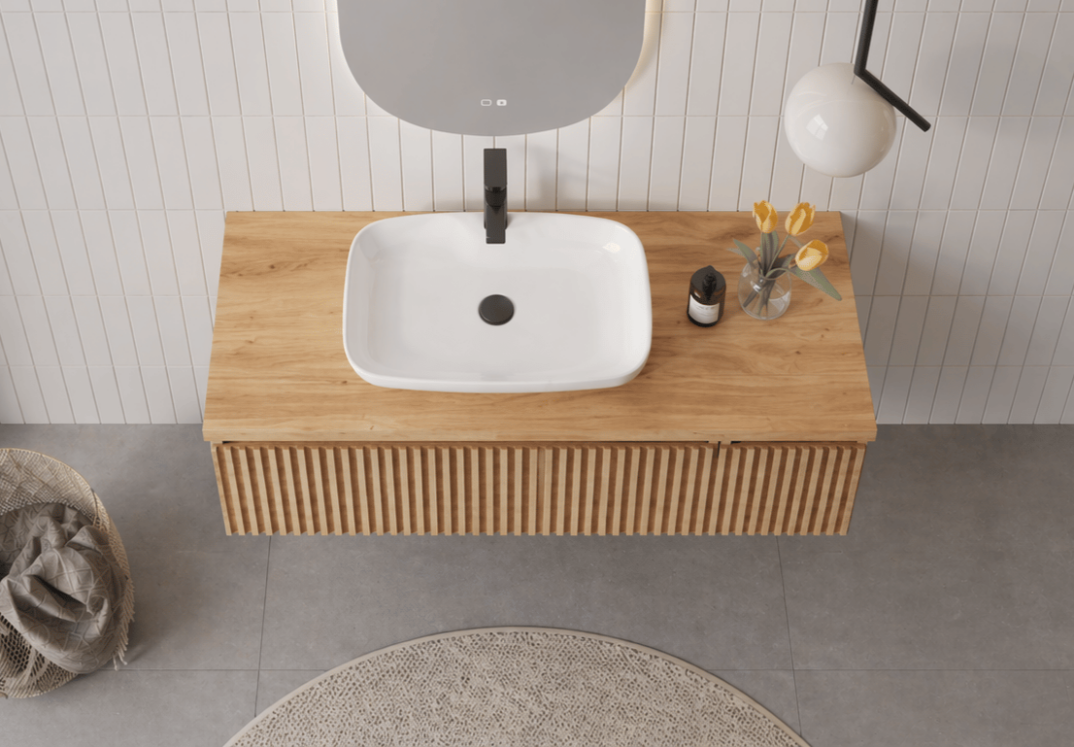 Orka Lentia 100 cm Meşe Banyo Dolabı Alt Modül Ve Lavabo, 5007089 - 3