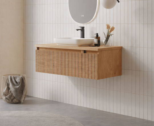 Orka Lentia 100 cm Meşe Banyo Dolabı Alt Modül Ve Lavabo, 5007089 - 4