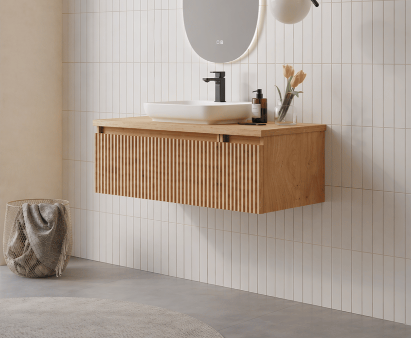 Orka Lentia 100 cm Meşe Banyo Dolabı Alt Modül Ve Lavabo, 5007089 - 4