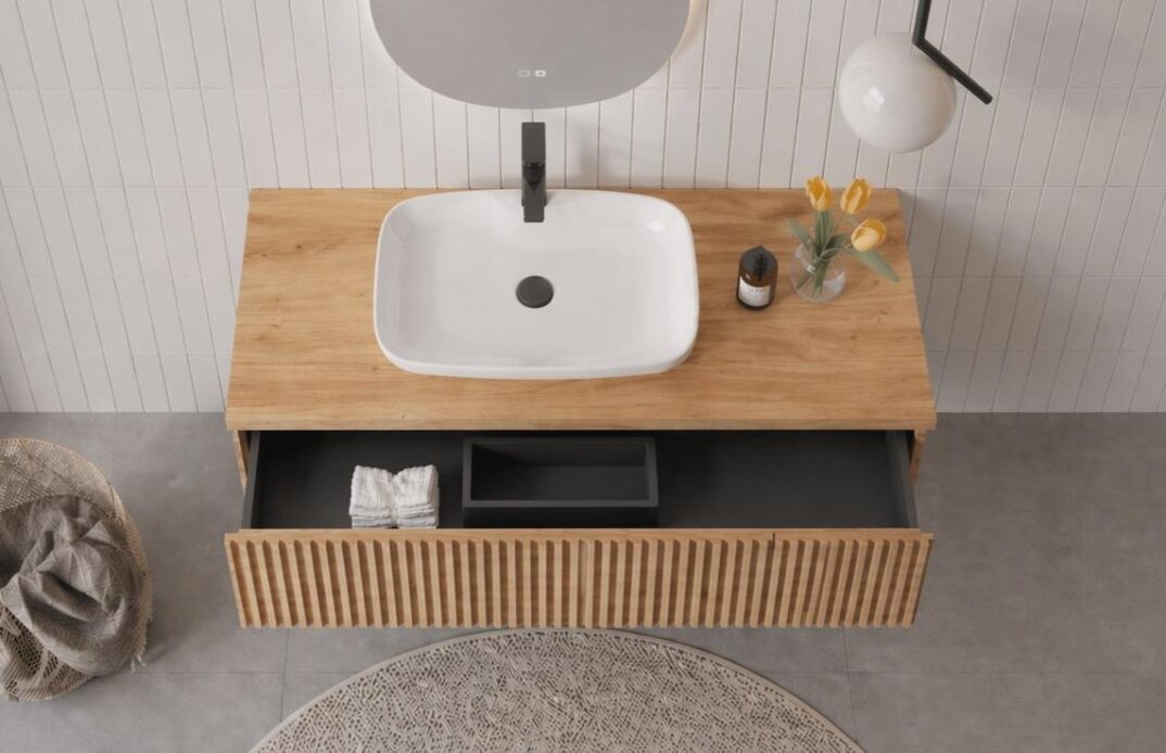 Orka Lentia 100 cm Meşe Banyo Dolabı Alt Modül Ve Lavabo, 5007089 - 5