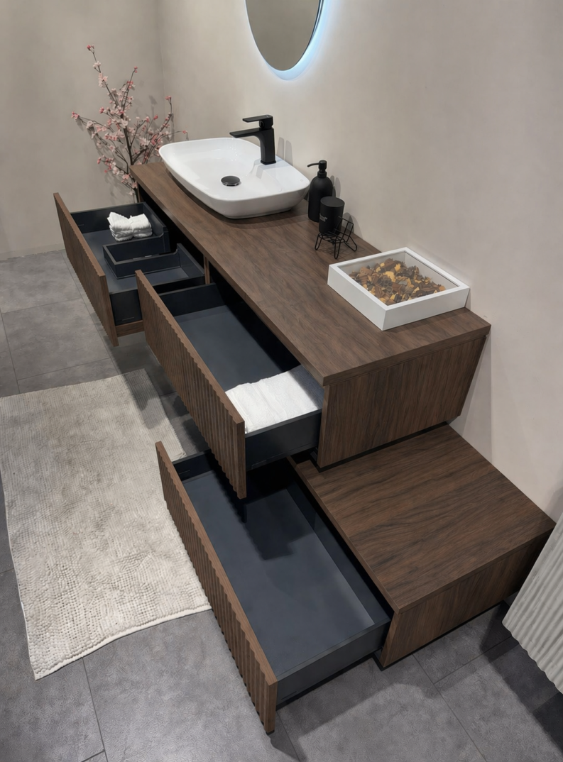 Orka Lentia 160 cm Ceviz Banyo Dolabı Alt Modül Ve Lavabo, 5008213 - 5