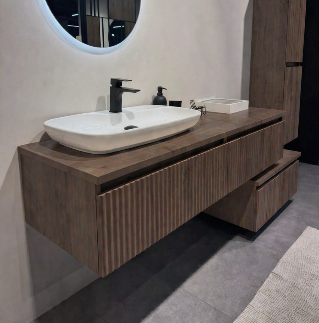 Orka Lentia 160 cm Ceviz Banyo Dolabı Alt Modül Ve Lavabo, 5008213 - 7