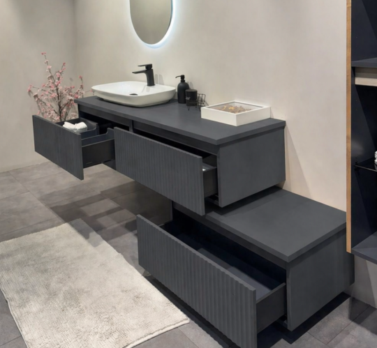 Orka Lentia 160 cm Mat Antrasit Banyo Dolabı Alt Modül Ve Lavabo, 5008211 - 7