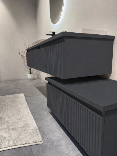 Orka Lentia 160 cm Mat Antrasit Banyo Dolabı Alt Modül Ve Lavabo, 5008211 - 8