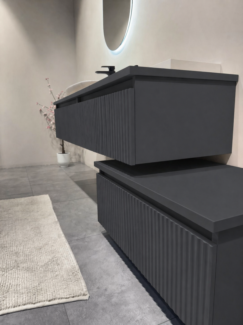 Orka Lentia 160 cm Mat Antrasit Banyo Dolabı Alt Modül Ve Lavabo, 5008211 - 8