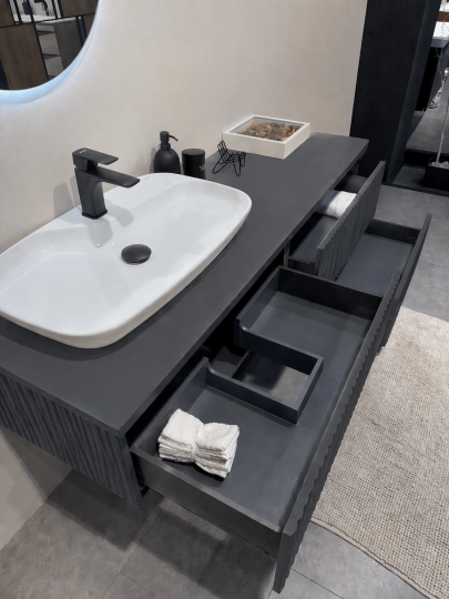 Orka Lentia 160 cm Mat Antrasit Banyo Dolabı Alt Modül Ve Lavabo, 5008211 - 9