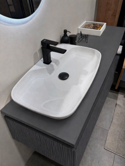 Orka Lentia 160 cm Mat Antrasit Banyo Dolabı Alt Modül Ve Lavabo, 5008211 - 10